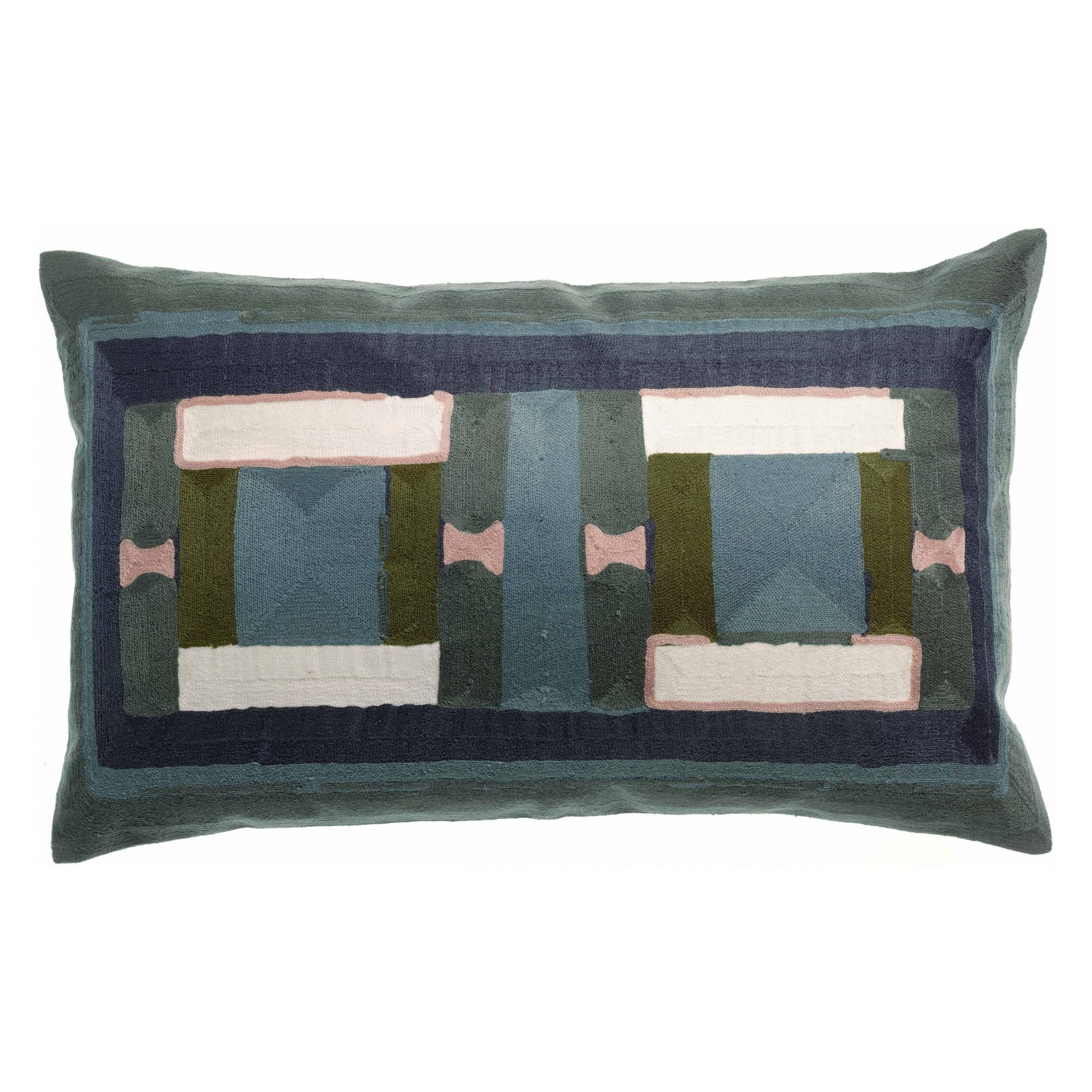 Coussin brodé Taho Vert de gris 40 x 65