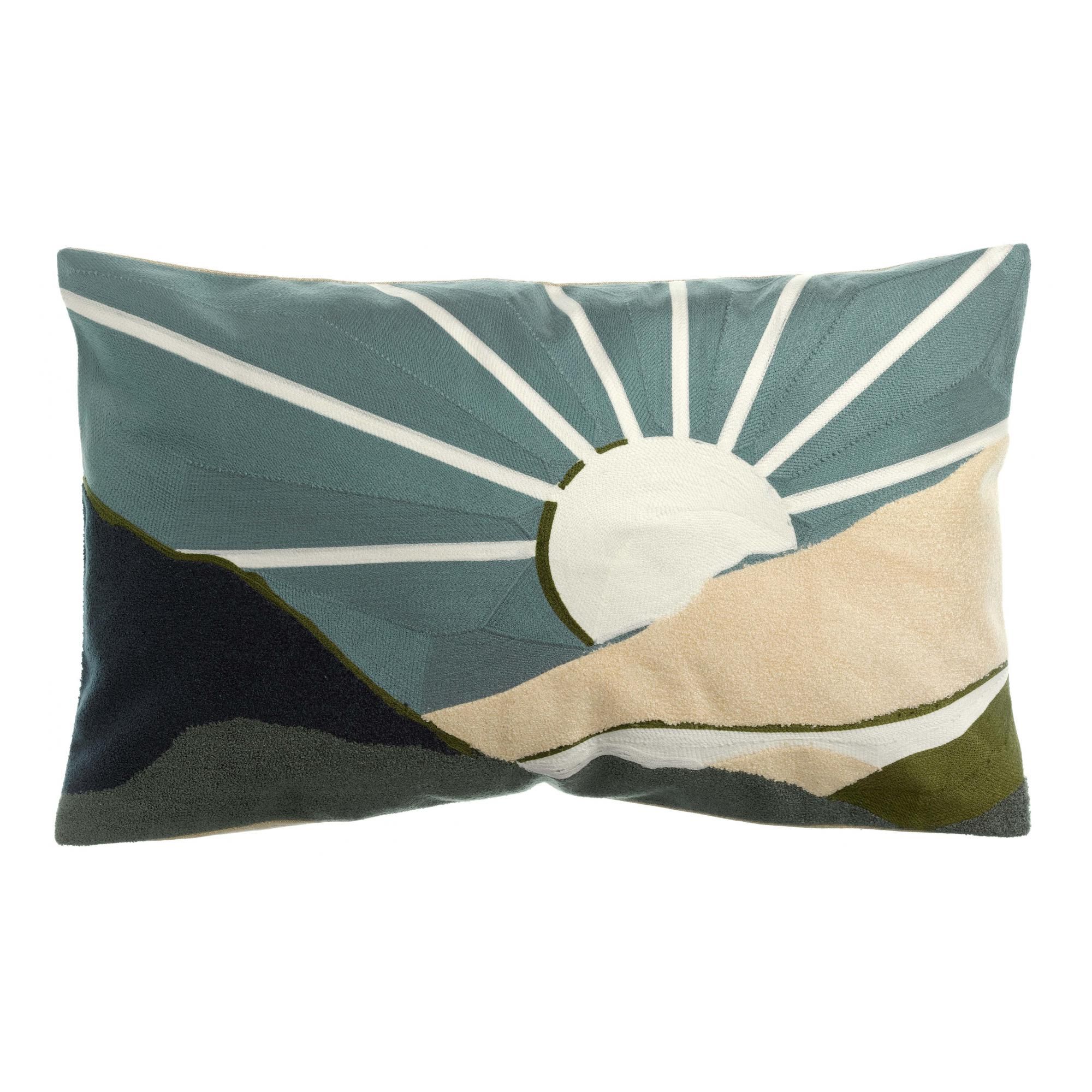 Coussin brodé Elie Vert de gris 40 x 65