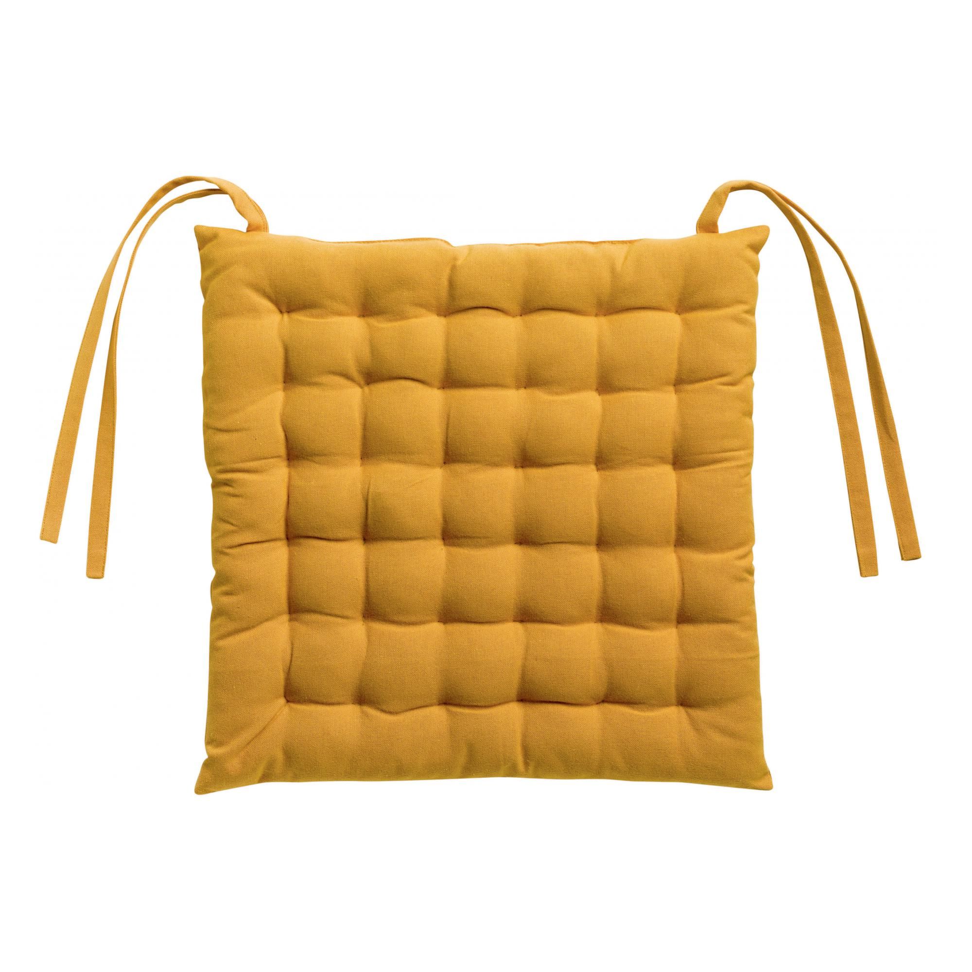 Galette de chaise 36 points Zea recyclée Tournesol 38 x 38 x 3 cm