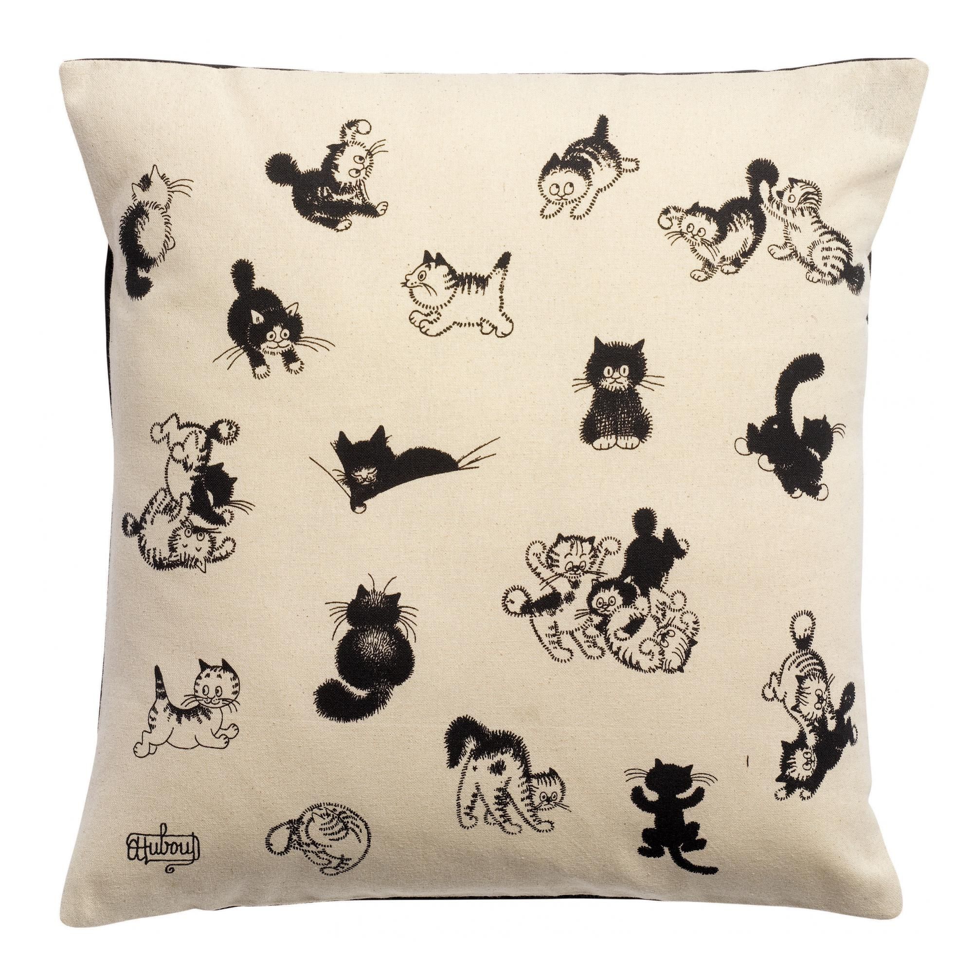 Coussin Dubout Les chatons Ecru 45 x 45