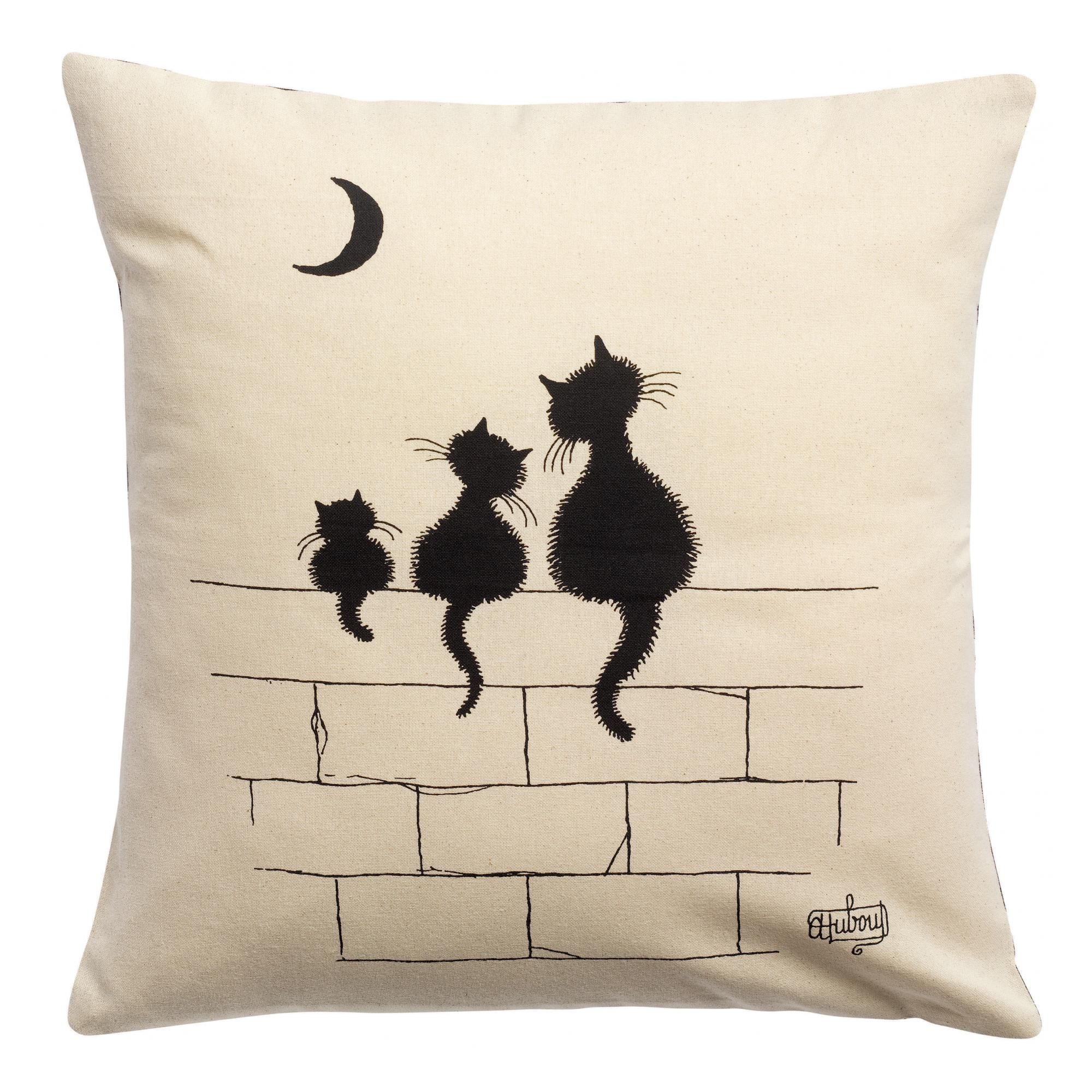 Coussin Dubout 3 chats Ecru 45 x 45