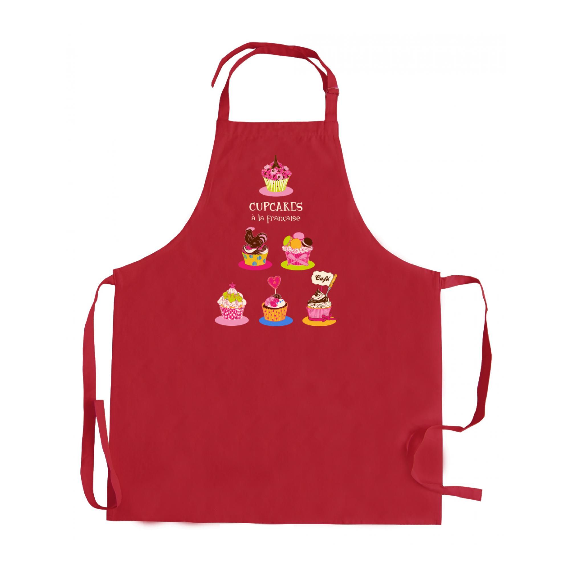 Tablier de cuisine sans poche Cupcake recyclé Rouge 72 x 90