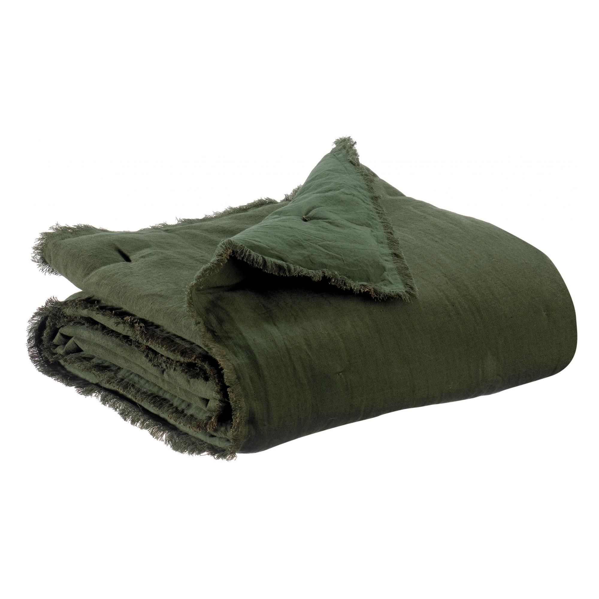 Plaid uni Laly Olive 135 x 200