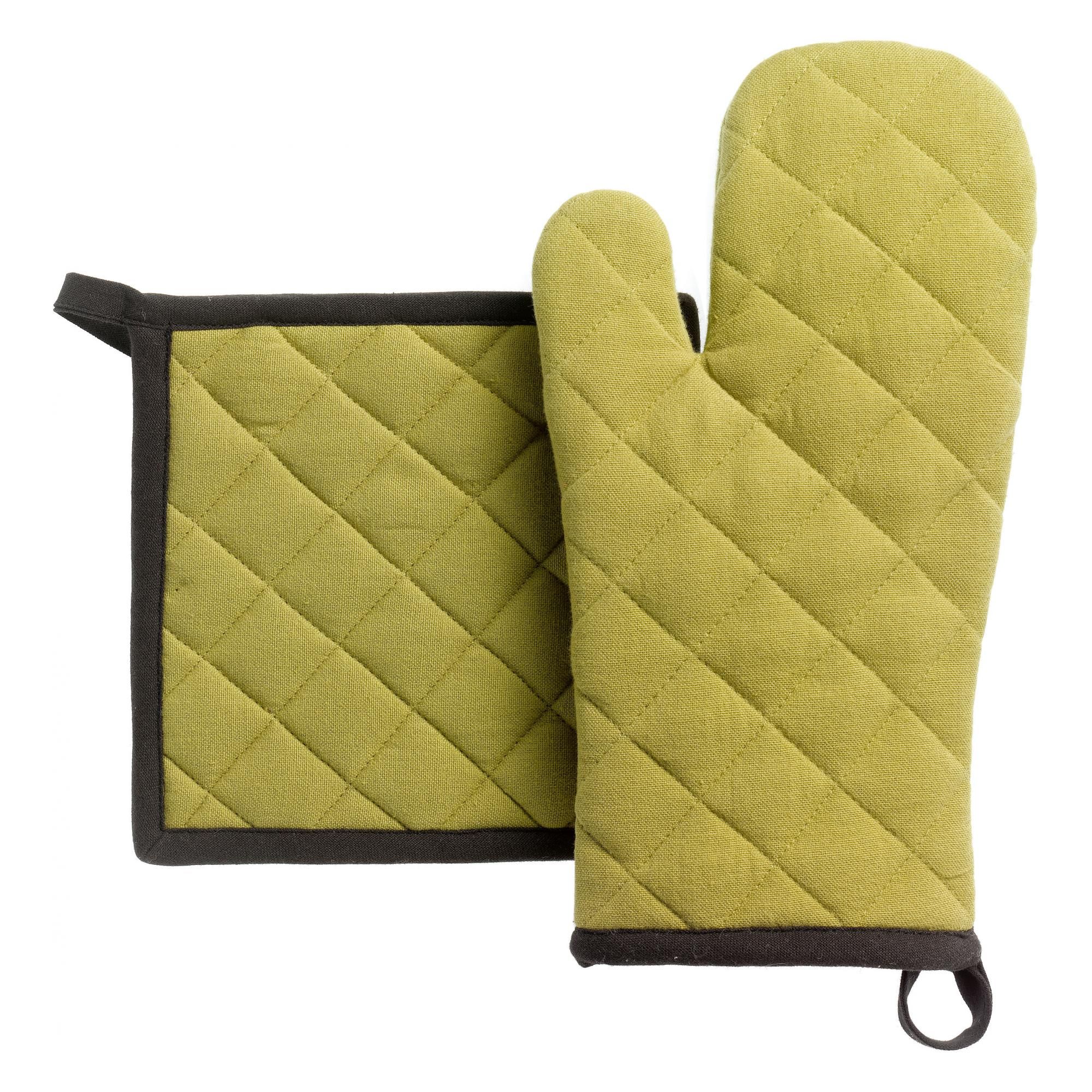 Lot gant de cuisine/manique recyclé Grace Kaki 15 x 32