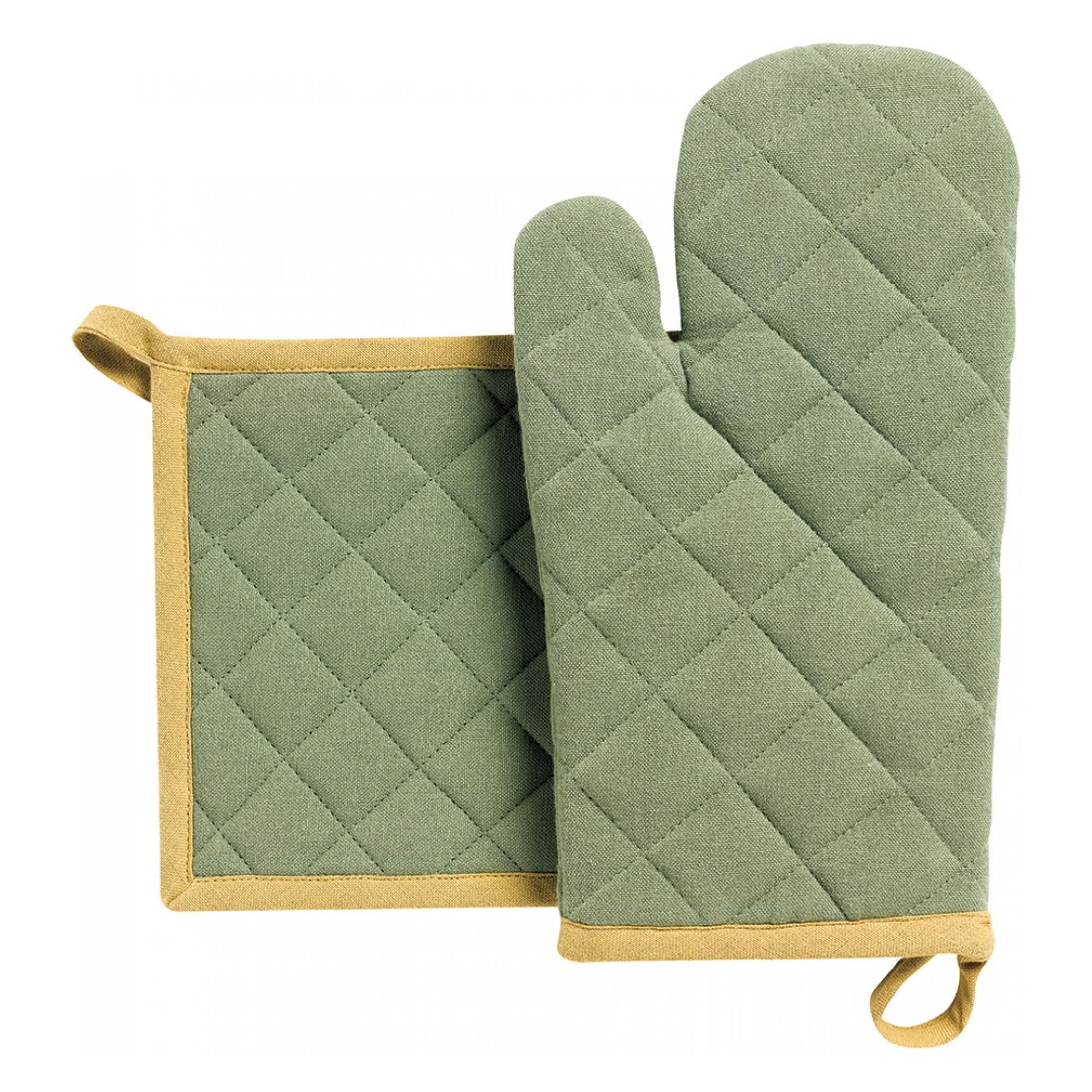 Lot gant de cuisine/manique recyclé Grace Matcha 15 x 32