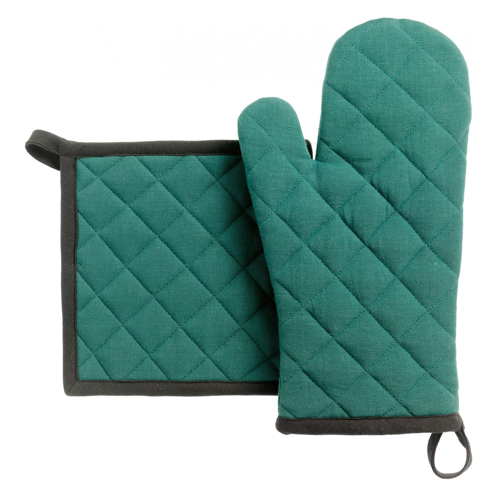 Lot gant de cuisine/manique recyclé Grace Paon 15 x 32