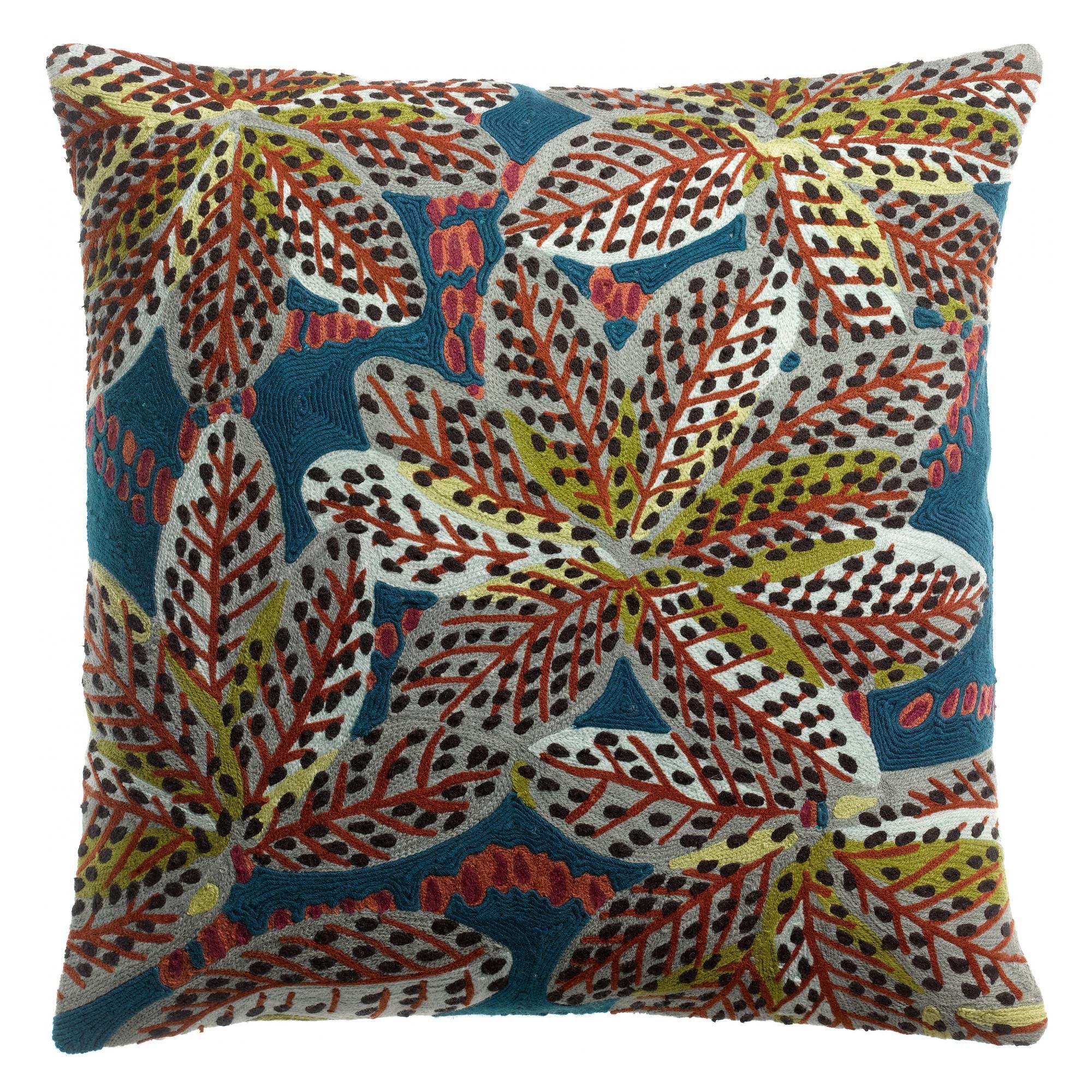 Coussin brodé Ariane Pétrole 45 x 45