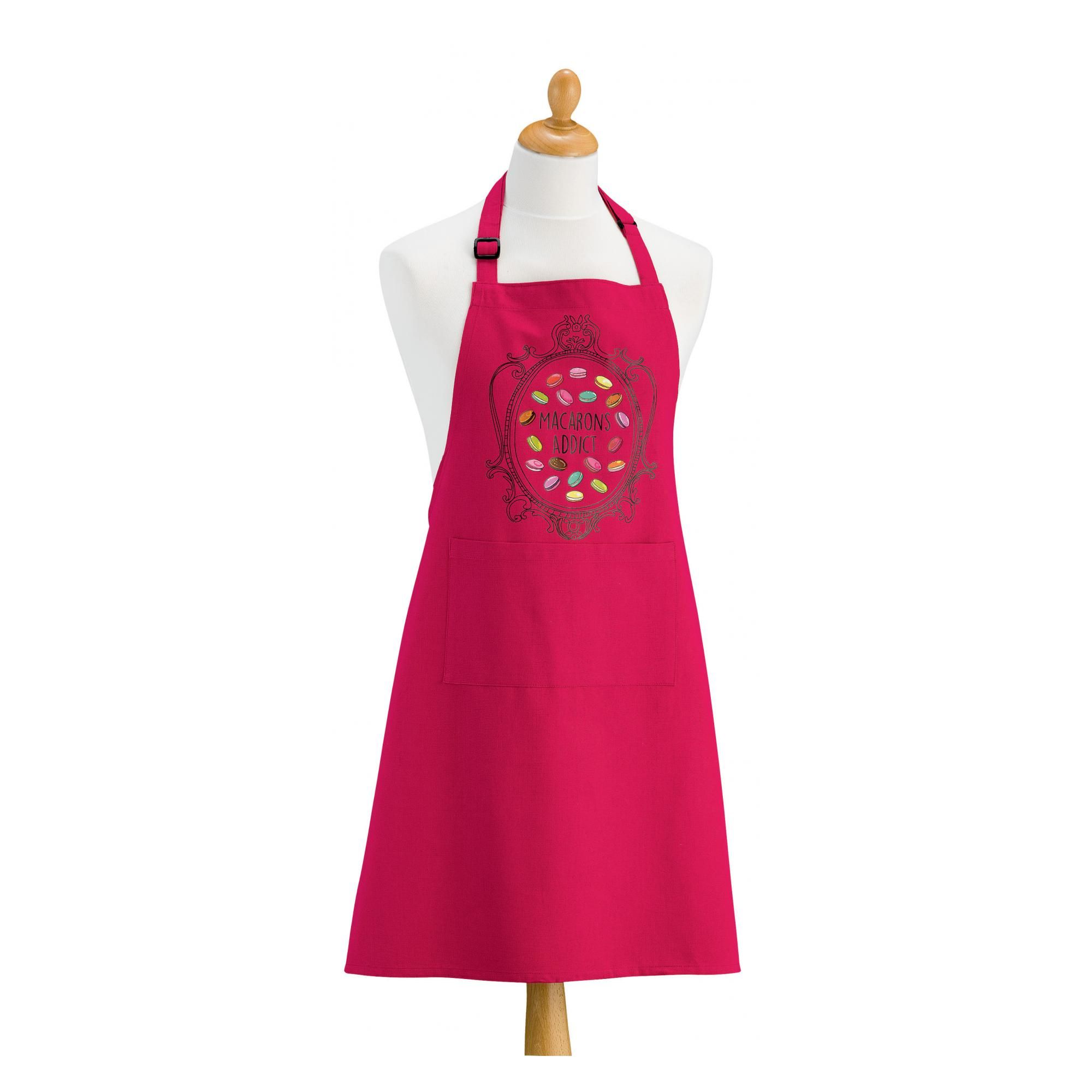 Tablier de cuisine Macarons Addict recyclé Rose 72 x 90
