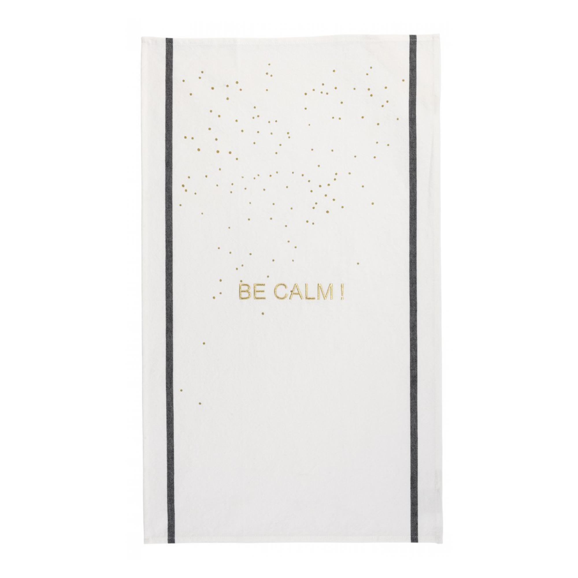 Torchon Be calm Or Blanc 80 x 50
