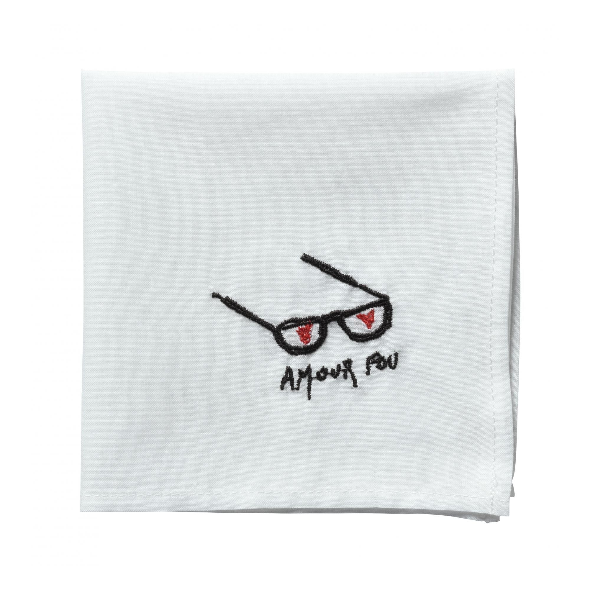 Mouchoir Hankie Amour Blanc 25 x 25