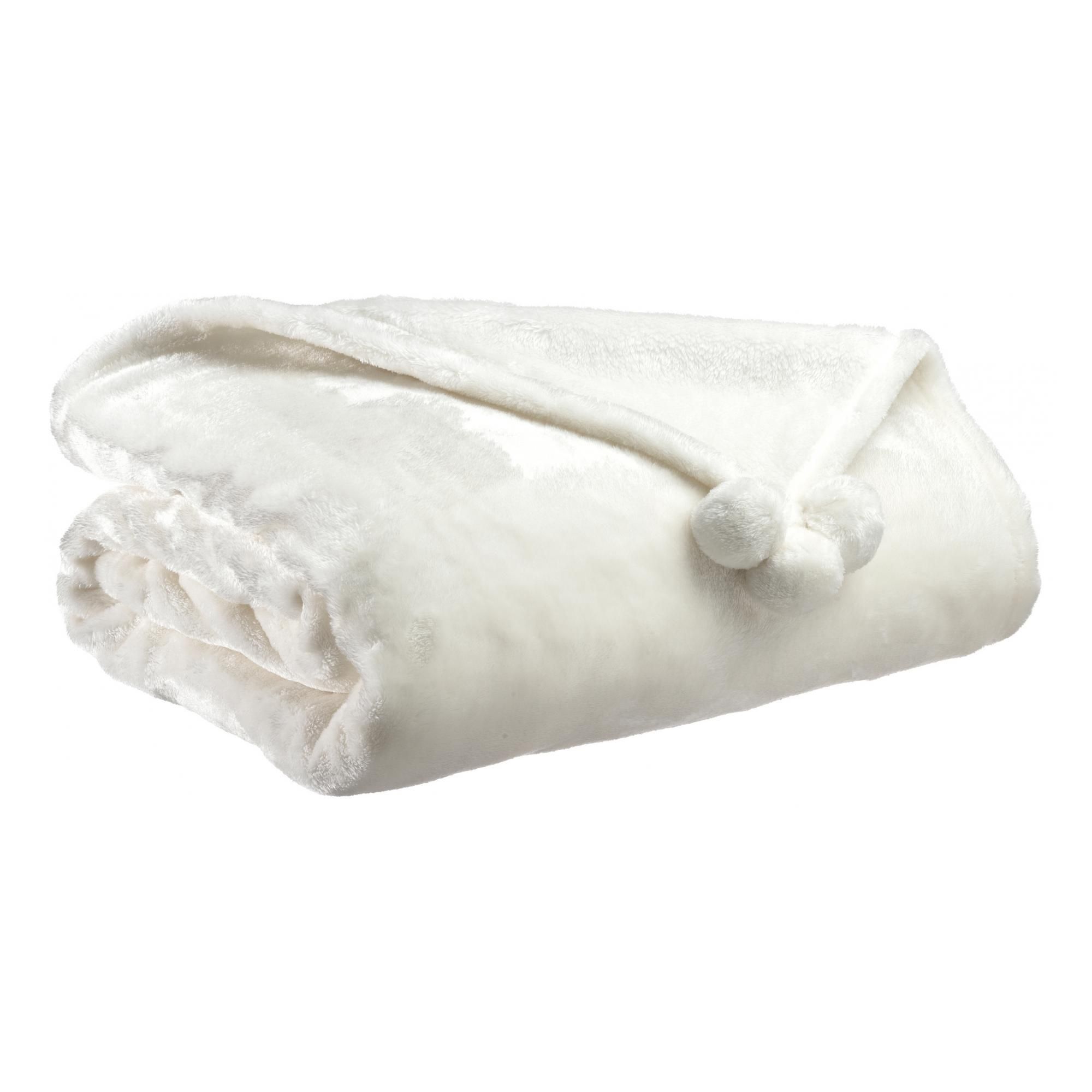 Plaid Tender pompons Neige 130 x 170