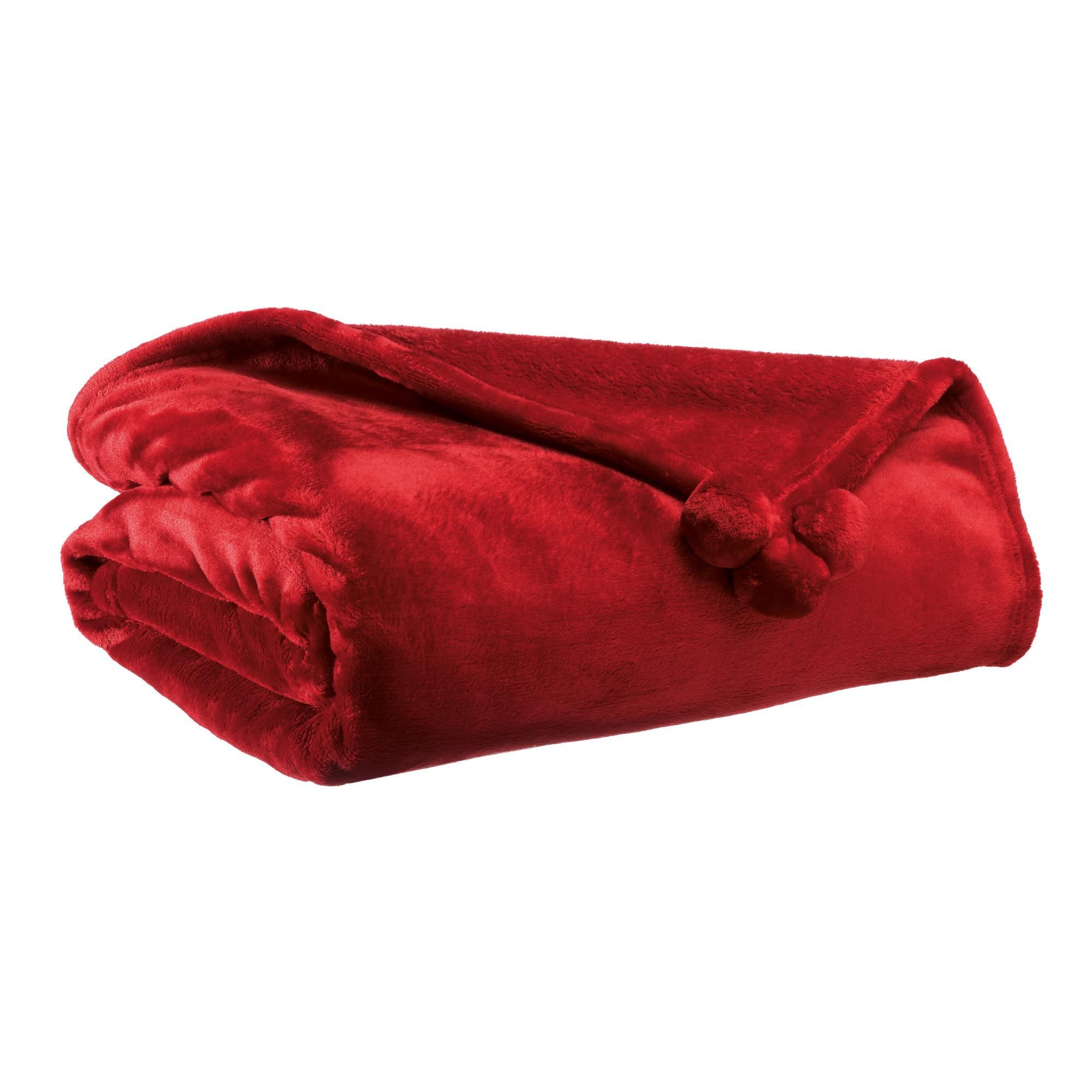 Plaid Tender pompons Rubis 130 x 170