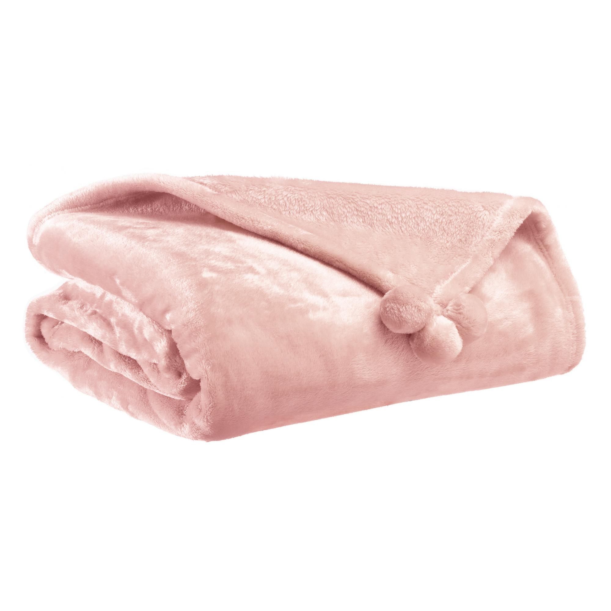 Plaid Tender Pompons Aubepine 130 x 170