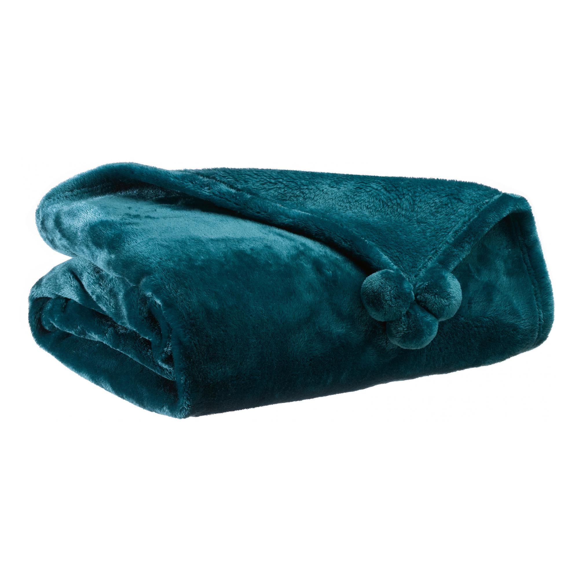 Plaid Tender pompons Paon 130 x 170