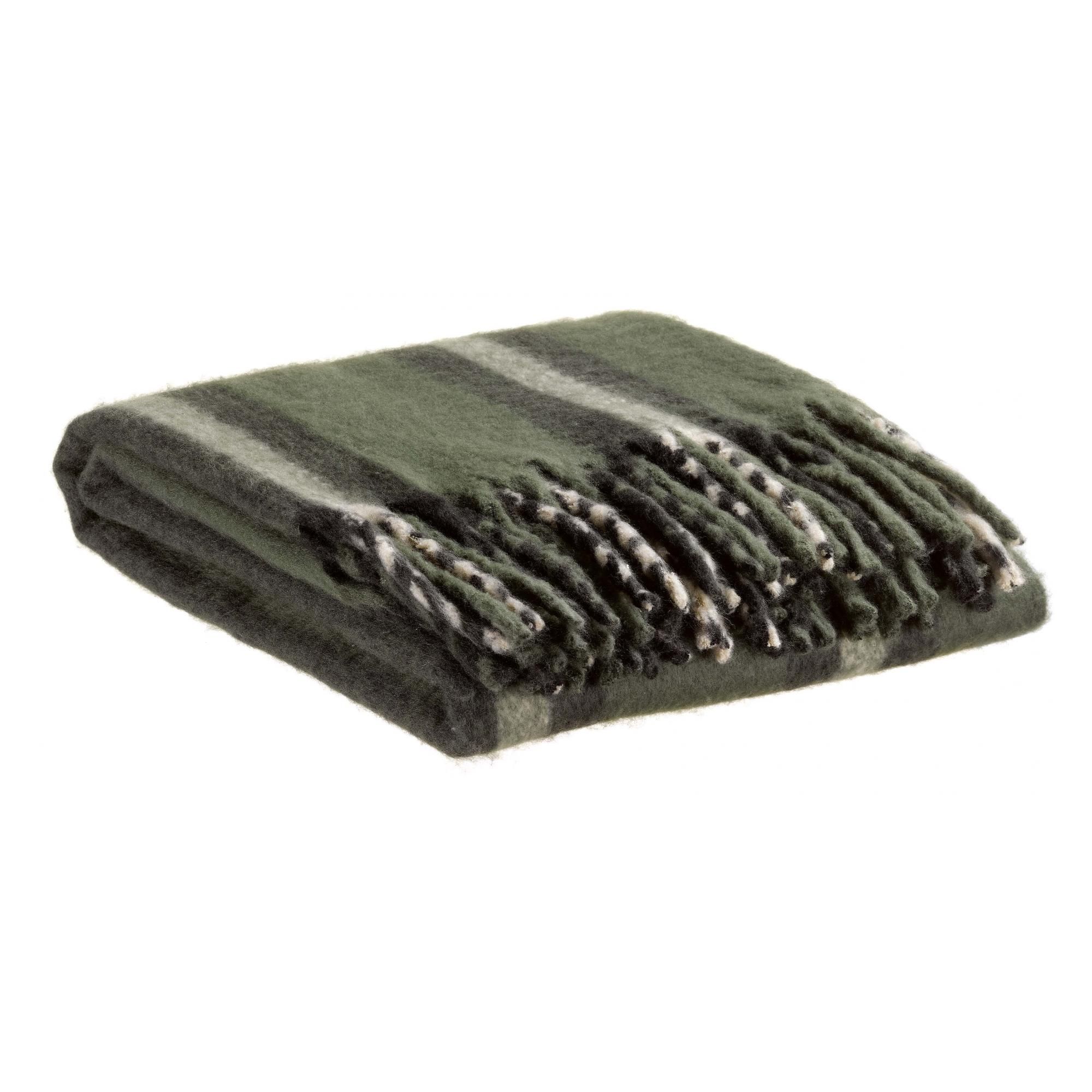 Plaid recyclé Isabel rayé Sapin 130 x 160