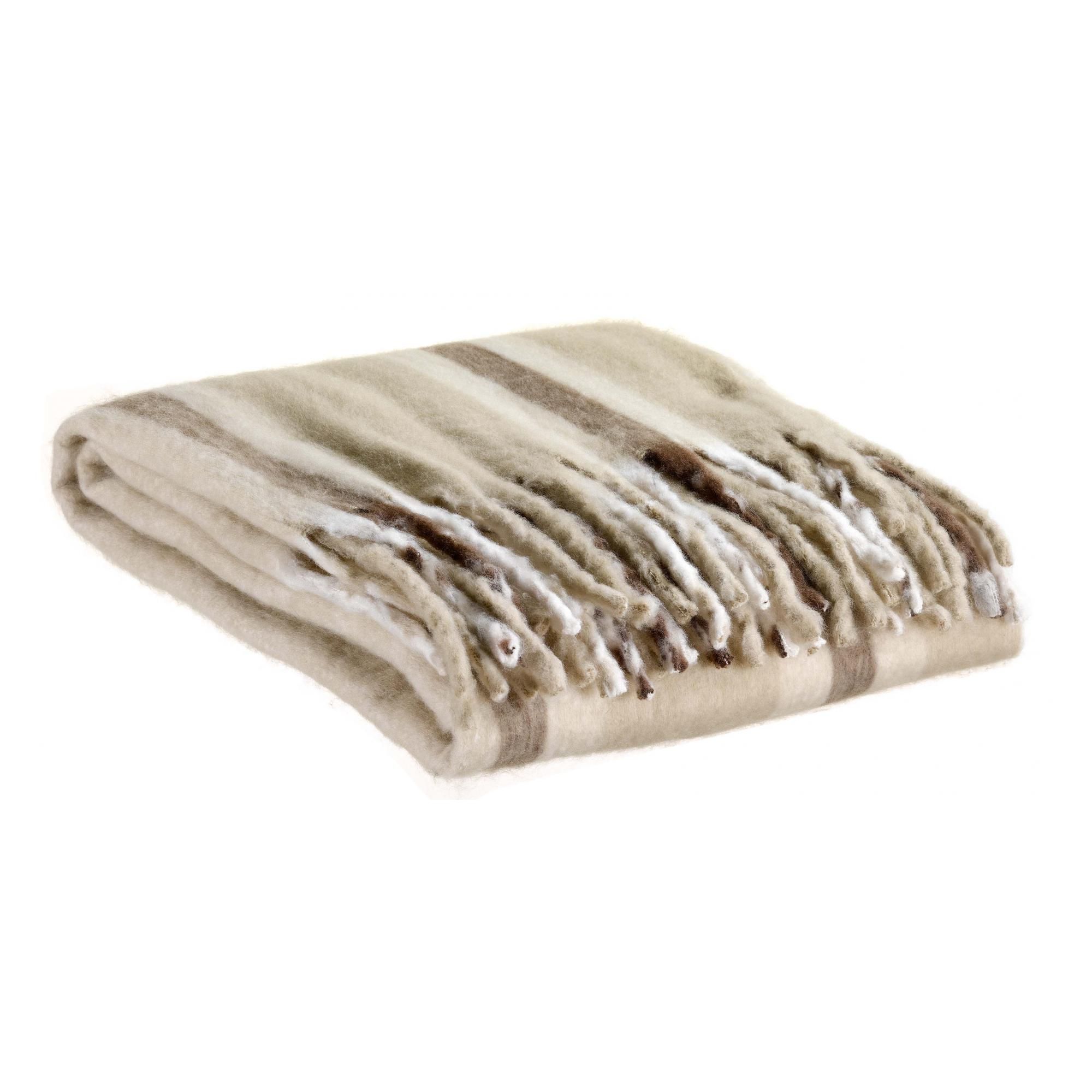 Plaid recyclé Isabel rayé Nuage 130 x 160