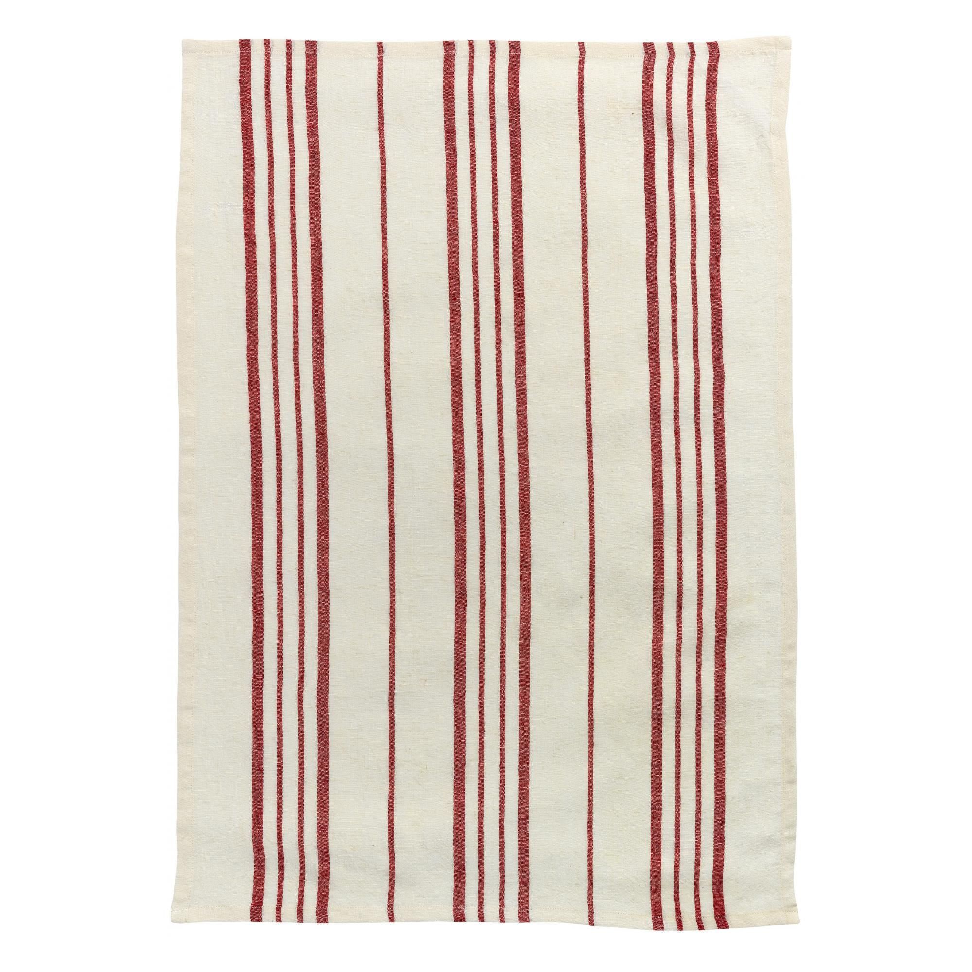 Torchon Rayé Karma Ecru/Rouge 55 x 75