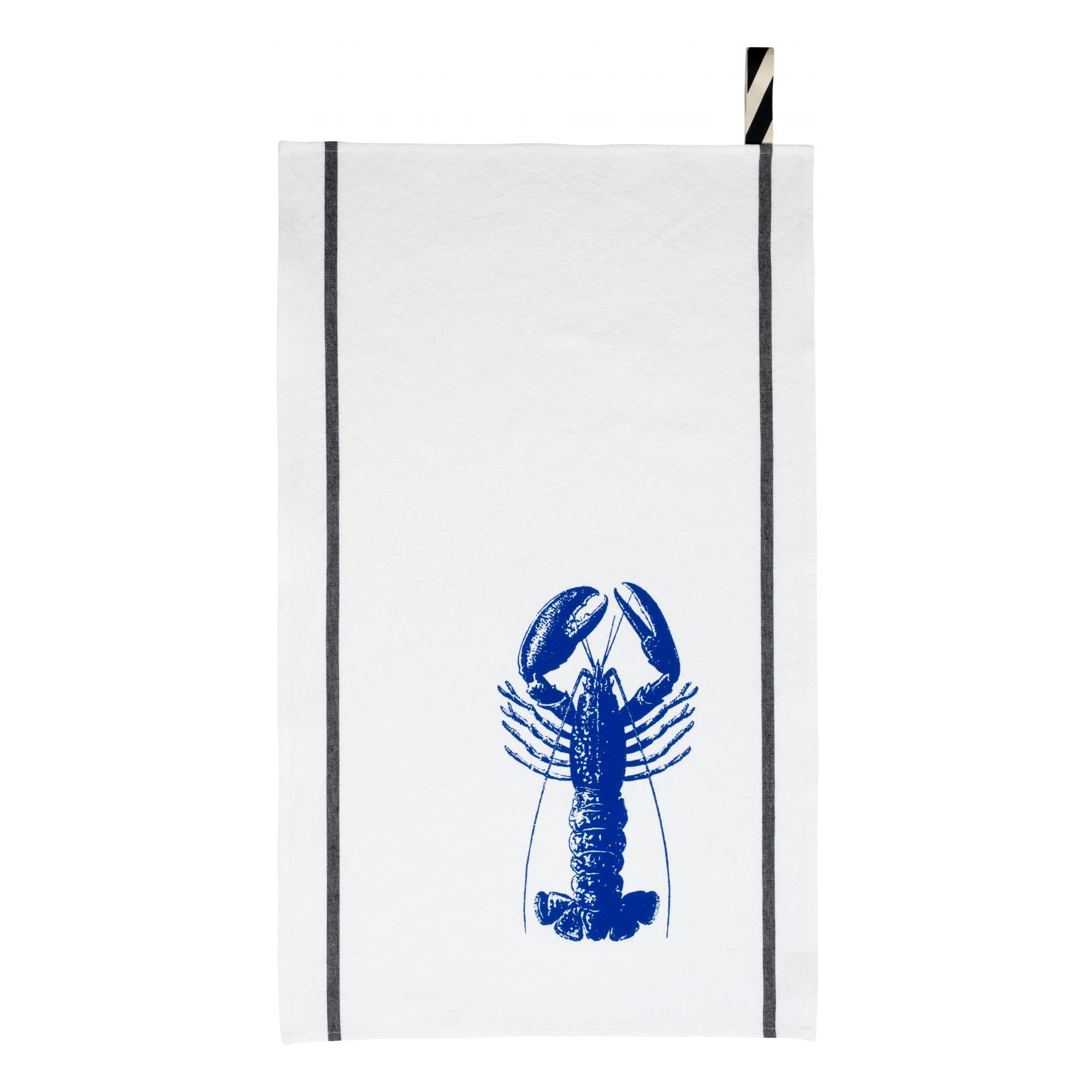 Torchon Homard Bleu mécano Blanc 50 x 70