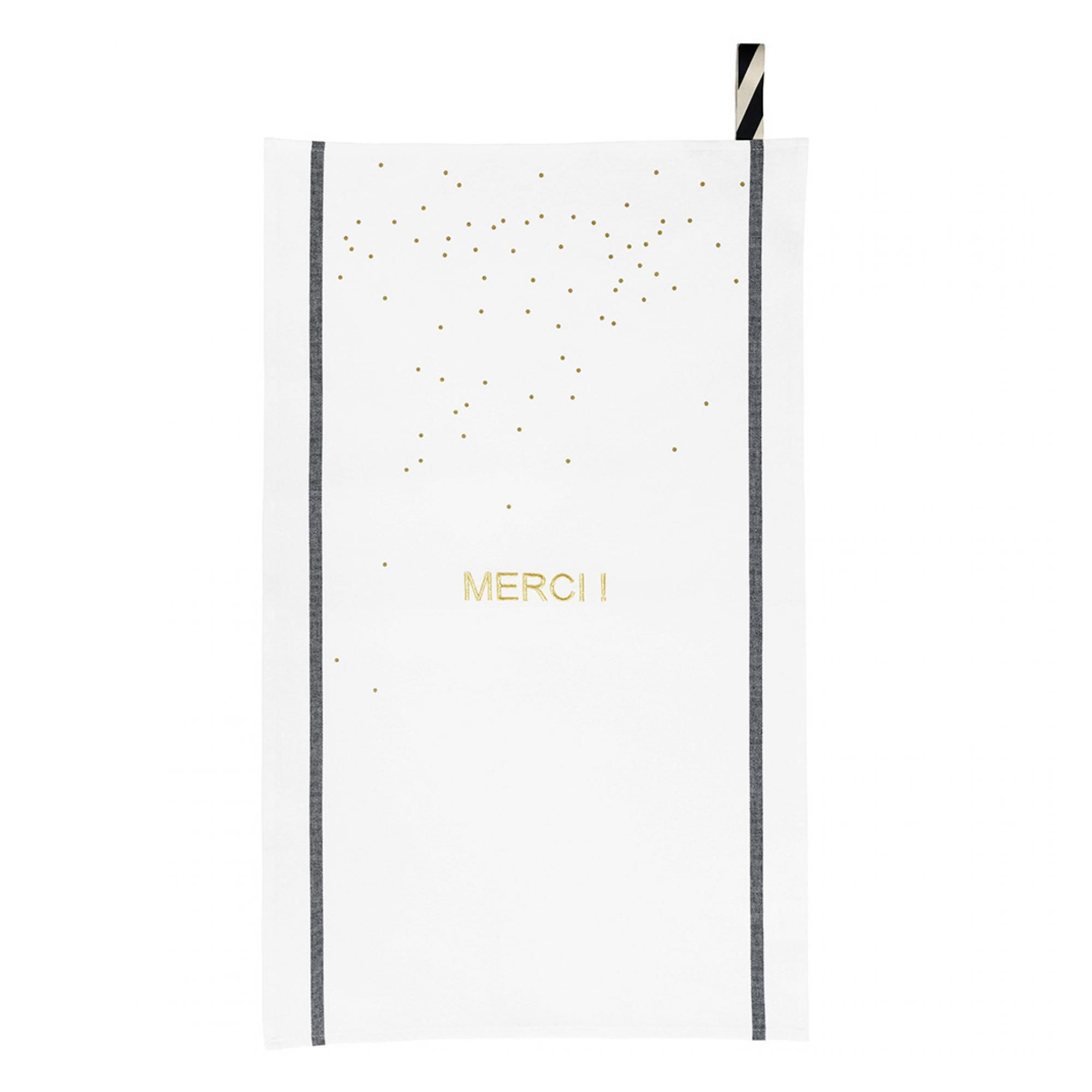Torchon Merci Or Blanc 50 x 70