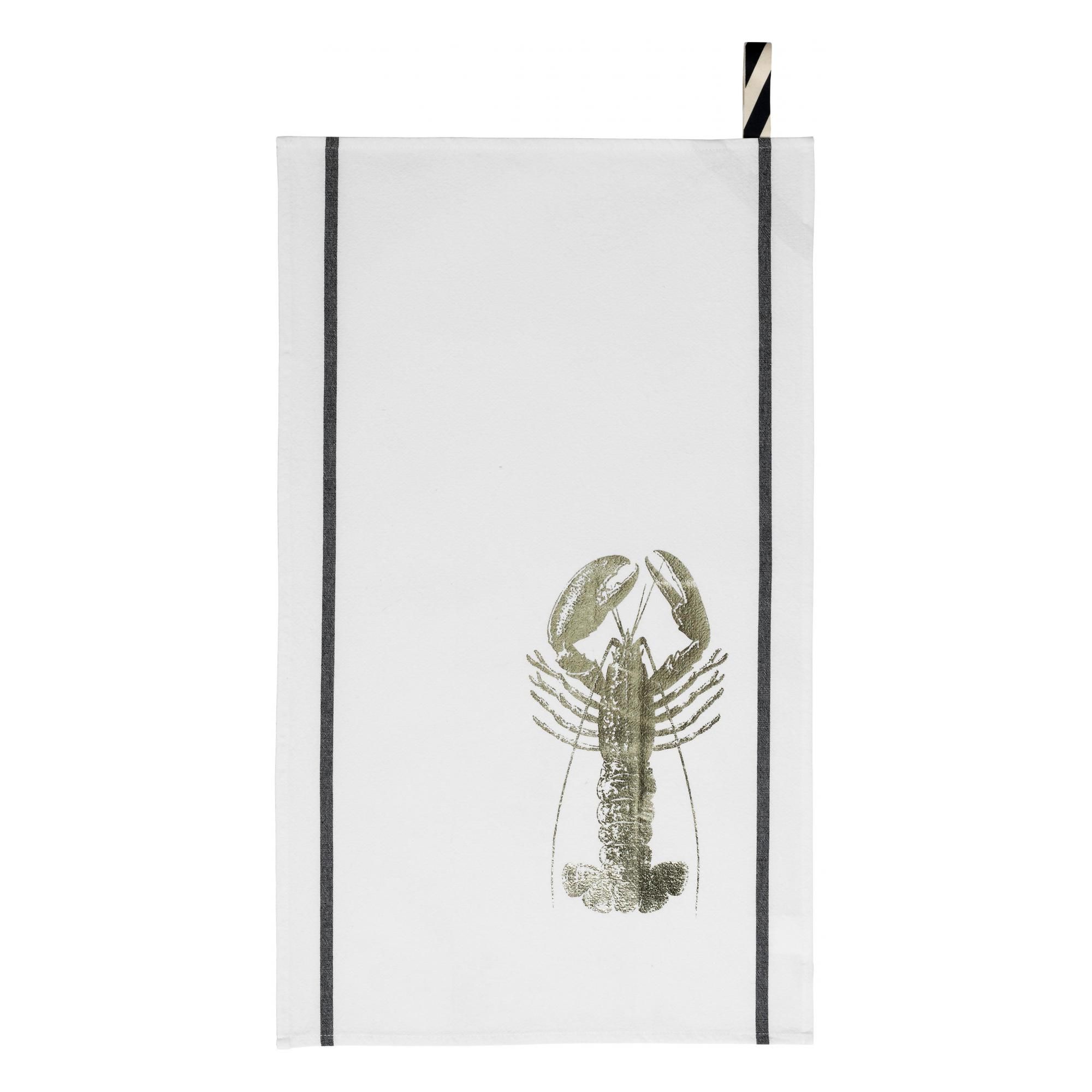 Torchon Homard Or Blanc 50 x 70