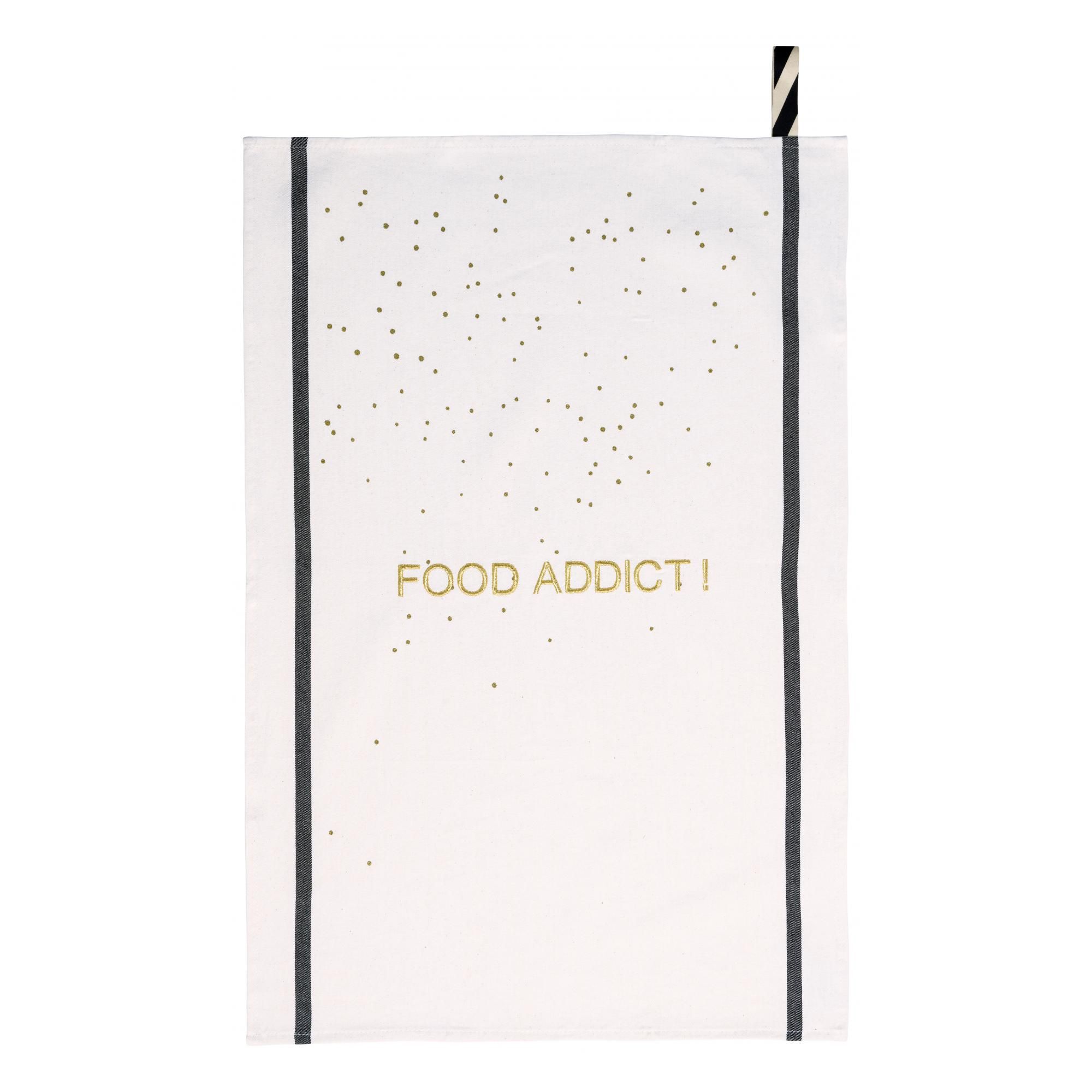 Torchon Food Addict Or Blanc 50 x 70
