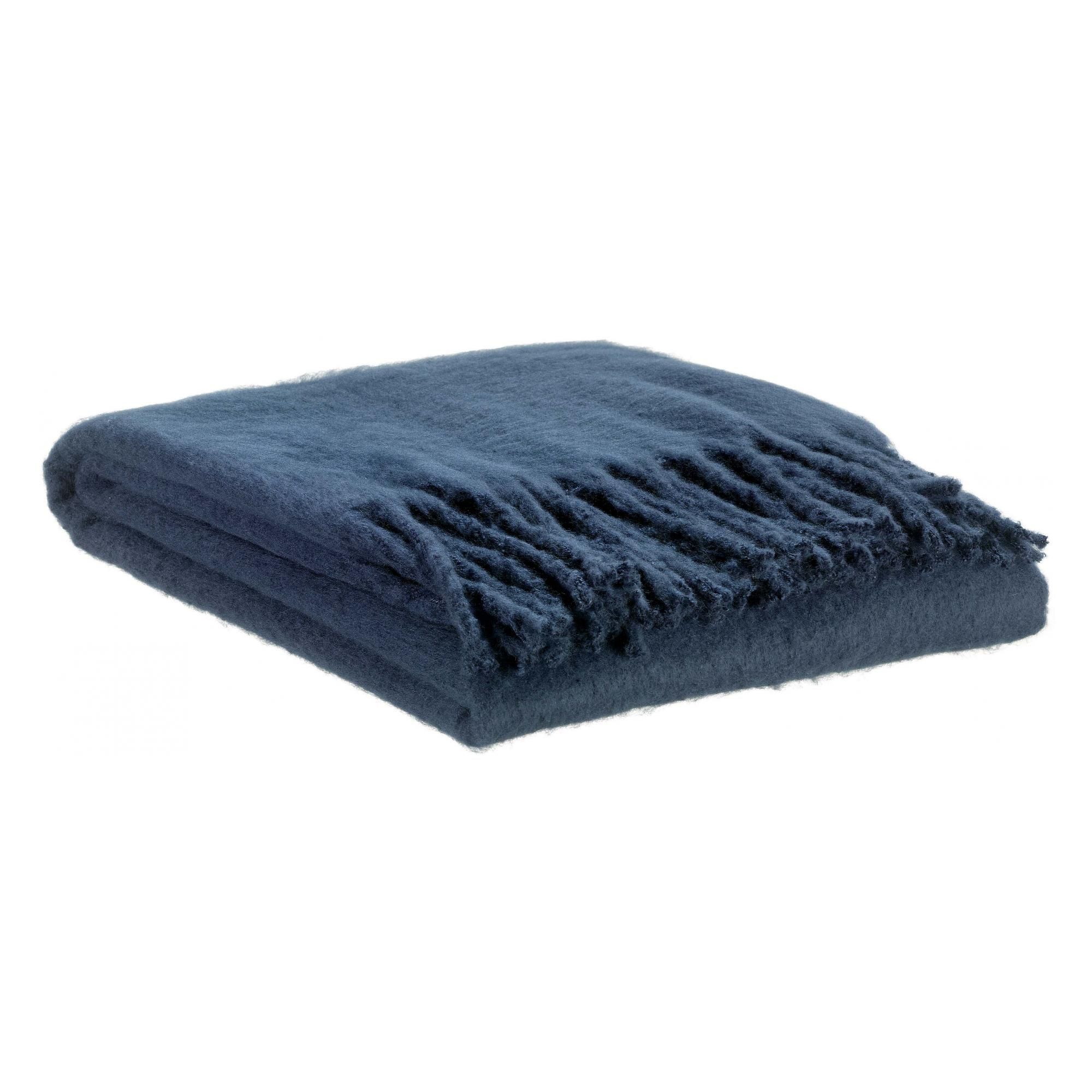 Plaid recyclé Isabel uni Marine 130 x 160