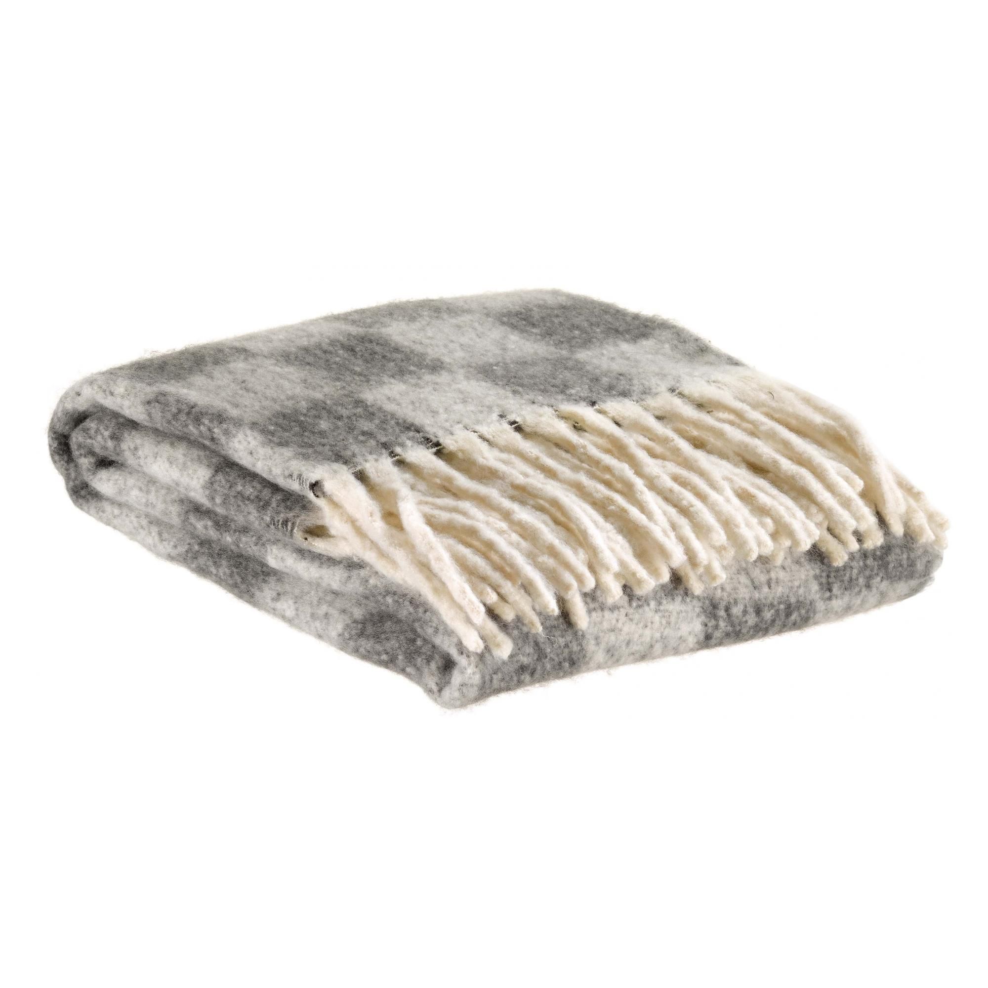 Plaid recyclé Isabel damier Ardoise 130 x 160