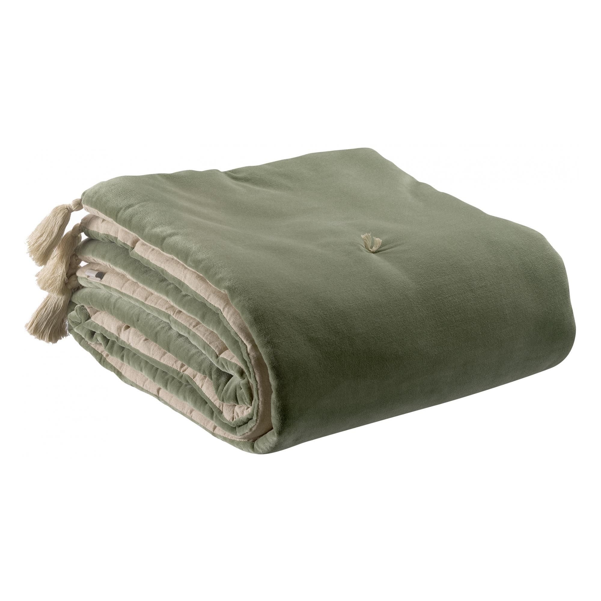 Edredon pompons Elise Verveine 80 x 180
