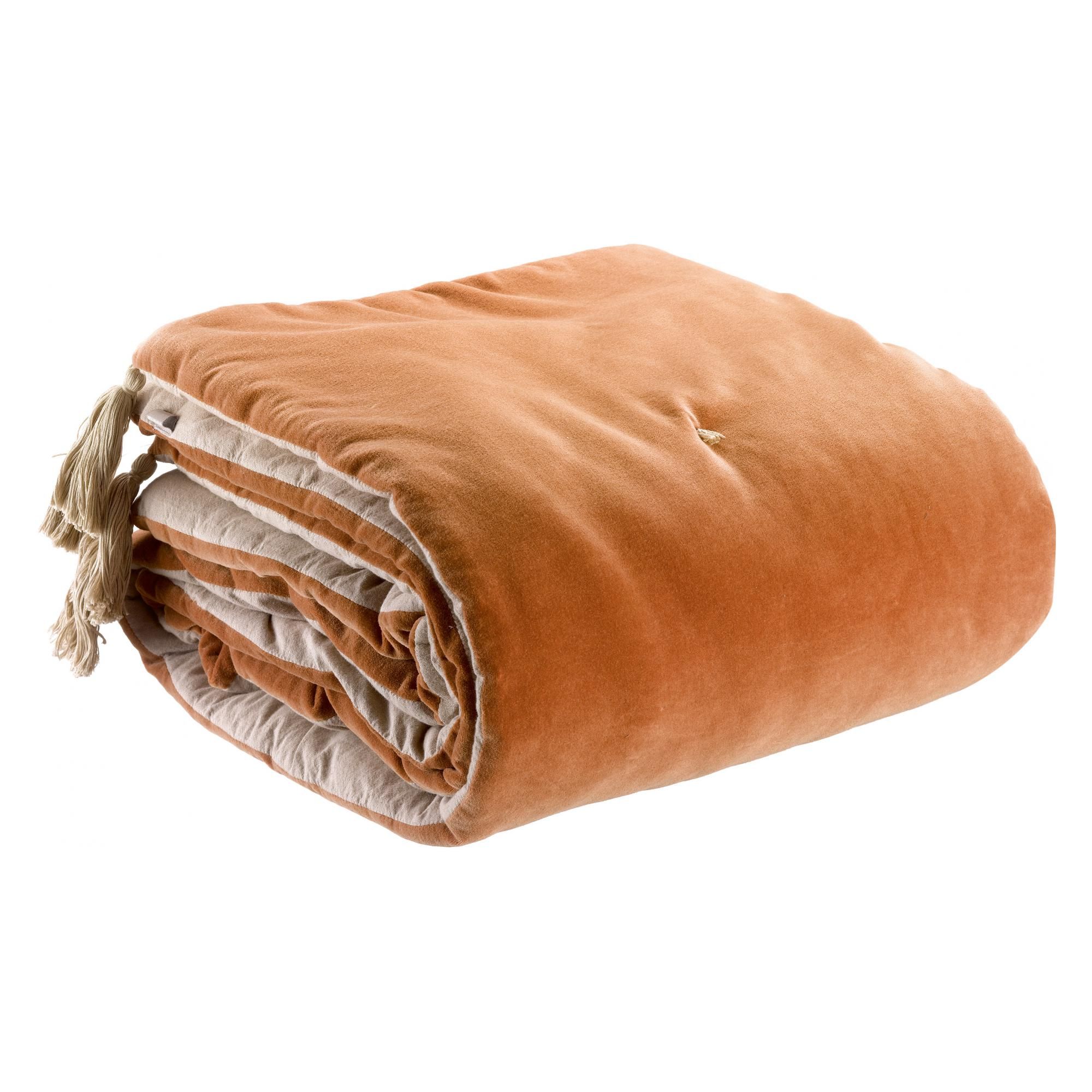 Edredon pompons Elise Rouille 80 x 180