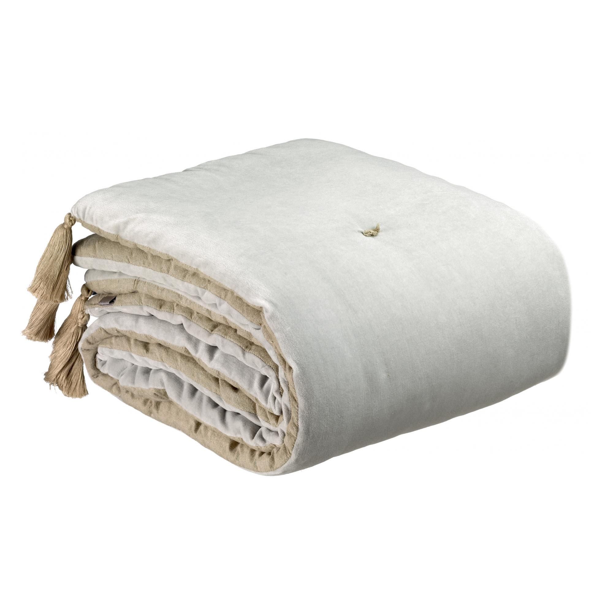 Edredon pompons Elise Perle 80 x 180