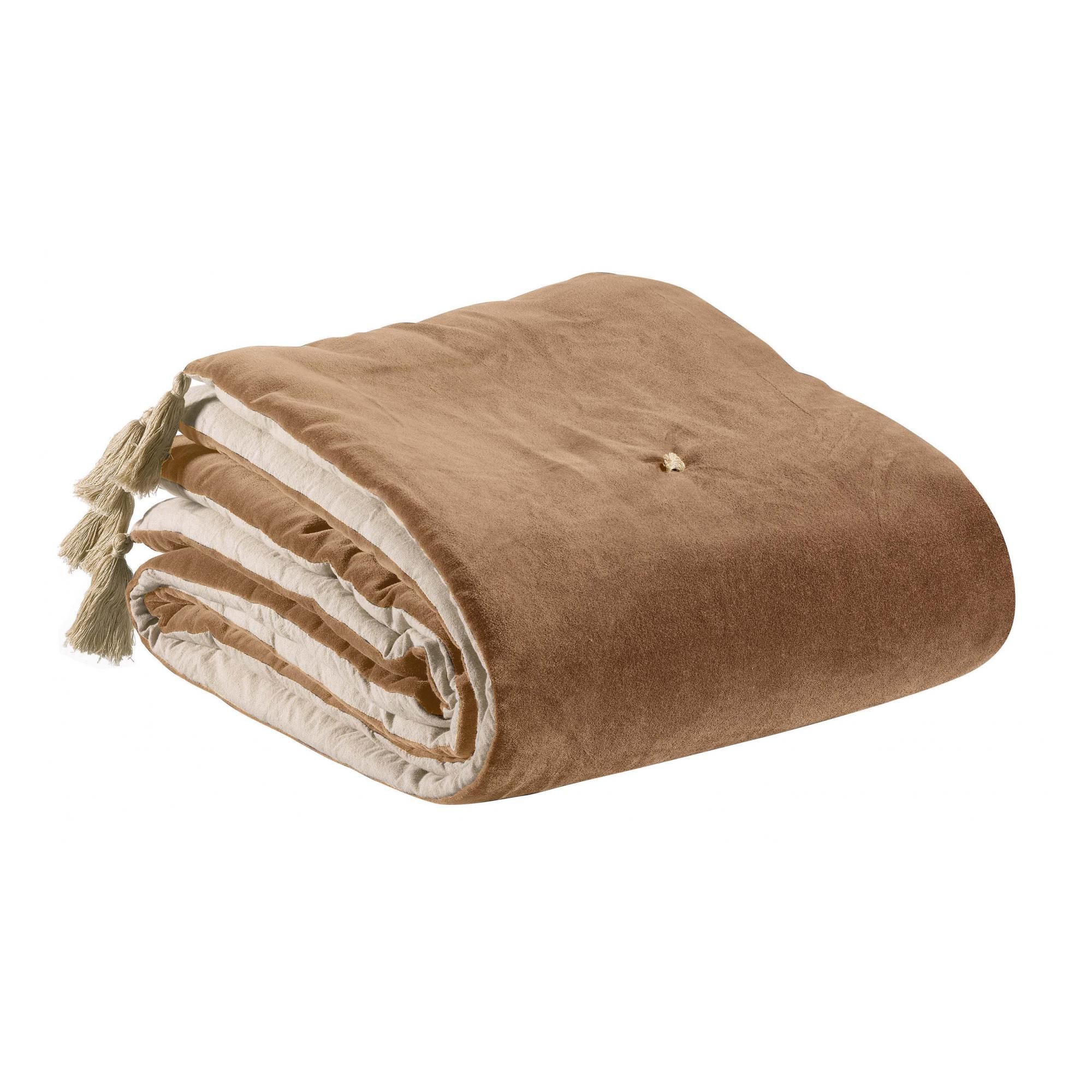 Edredon pompons Elise Ficelle 80 x 180