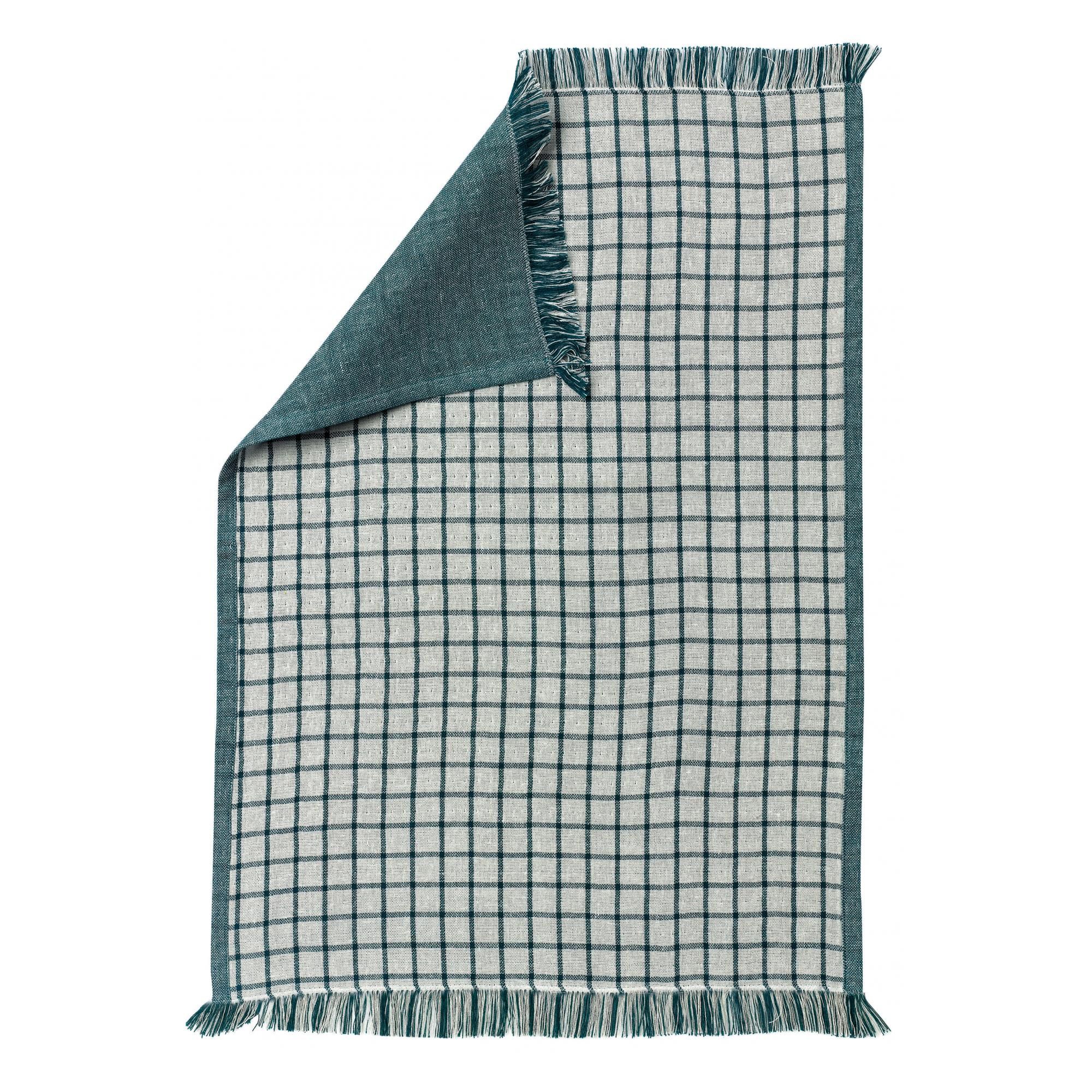 Torchon recyclé Aden Blanc/paon 50 x 70