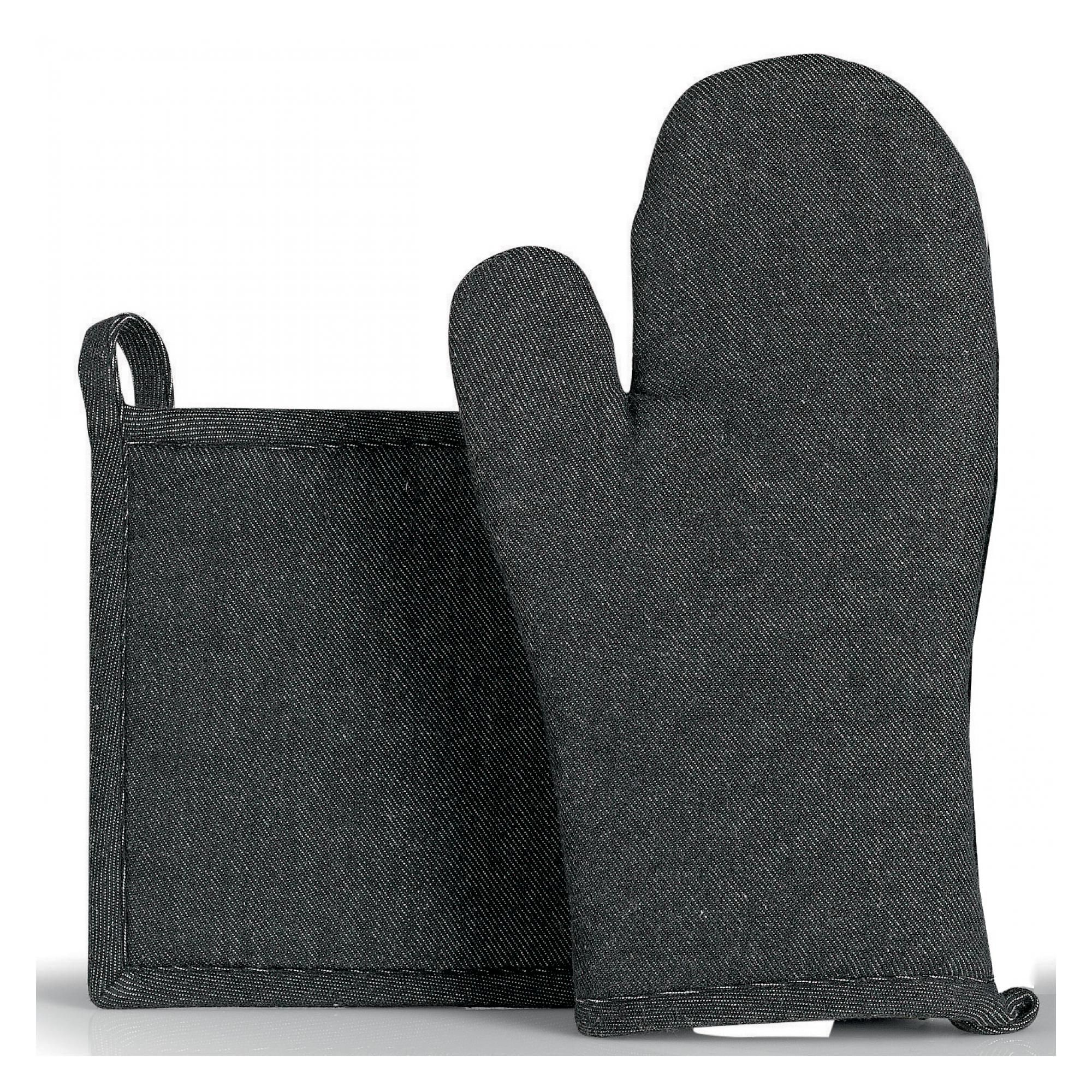 Lot gant de cuisine/manique Davis Noir Recyclé 15 x 30